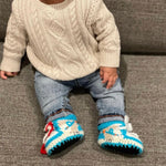 Baby Crochet IB-1 OFF-W BLUE (Includes 2 pair of laces, soft felt non-slip bottom & Shoe Box)