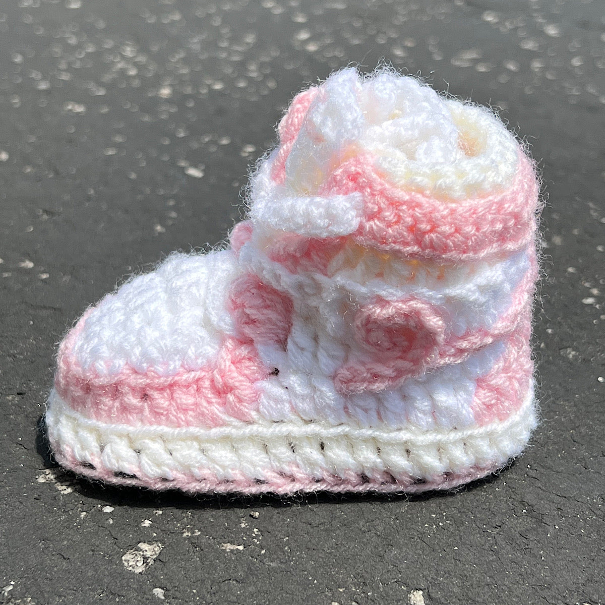 Baby Crochet IB-1 Washed Pink (Soft felt non-slip bottom & Shoe Box)