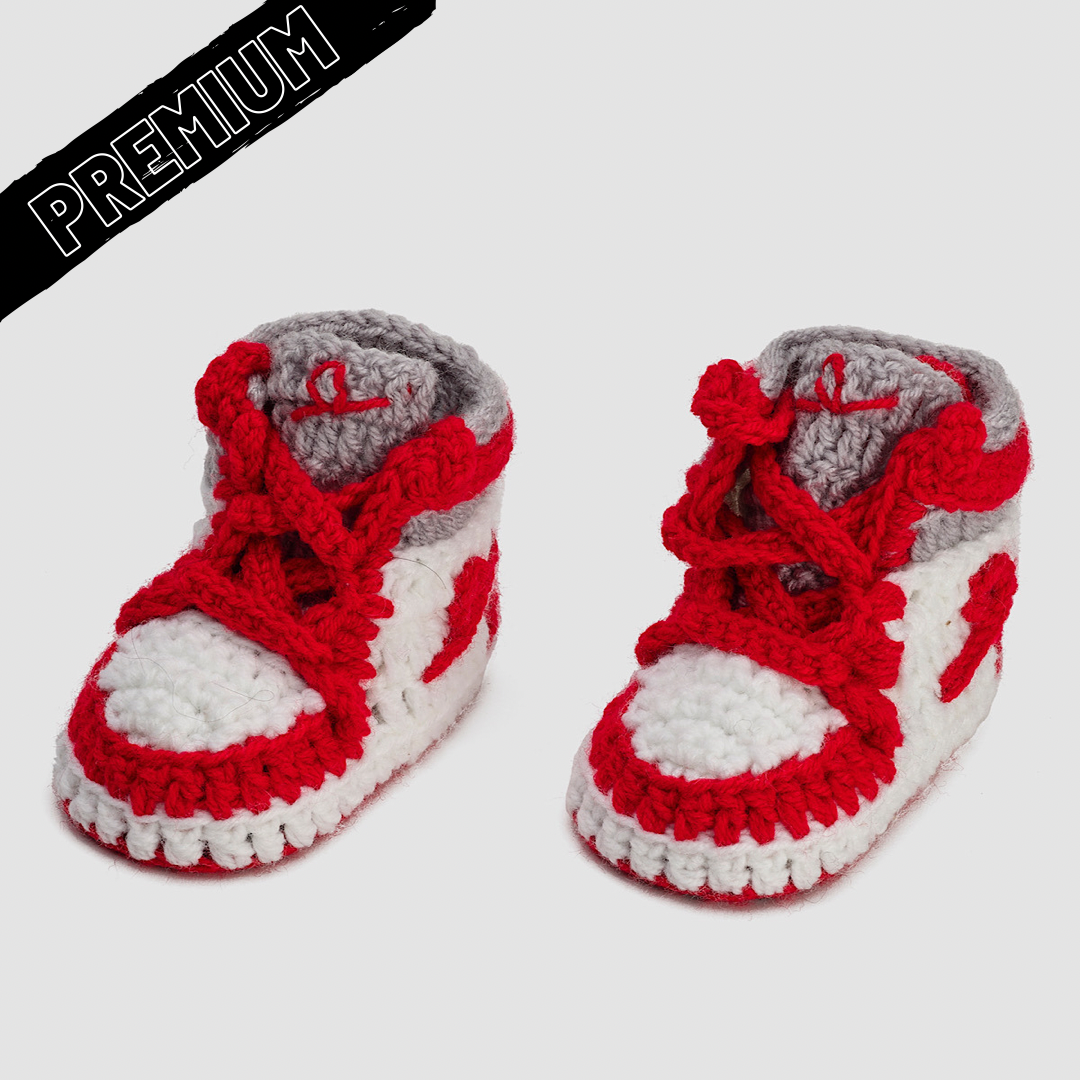 Baby Crochet IB-1 Var Red (Soft felt non-slip bottom & Shoe Box)