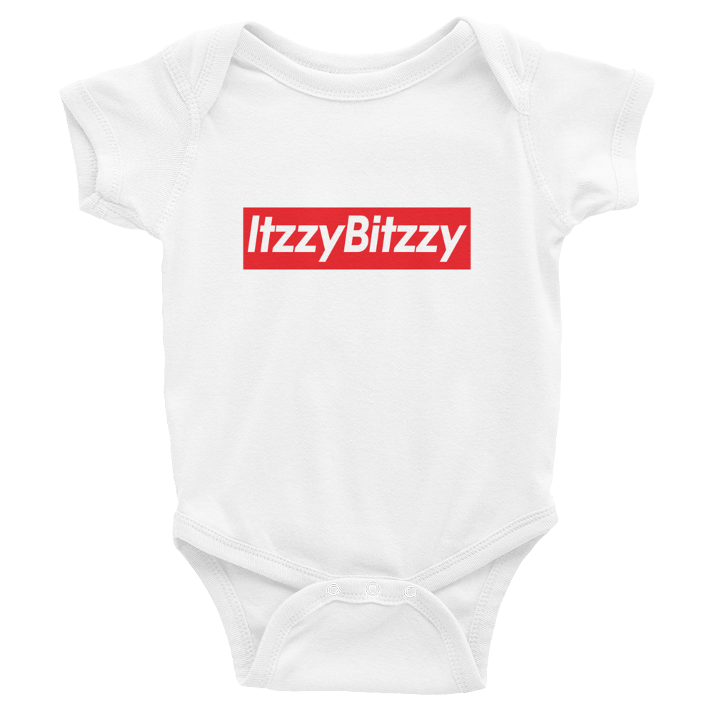 “ItzzyBitzzy” RED Box Logo Baby Onesie