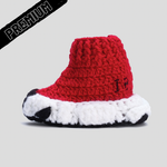 Baby Crochet IB Sock Runners Red (Soft felt non-slip bottom & Shoe Box)