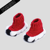 Baby Crochet IB Sock Runners Red (Soft felt non-slip bottom & Shoe Box)